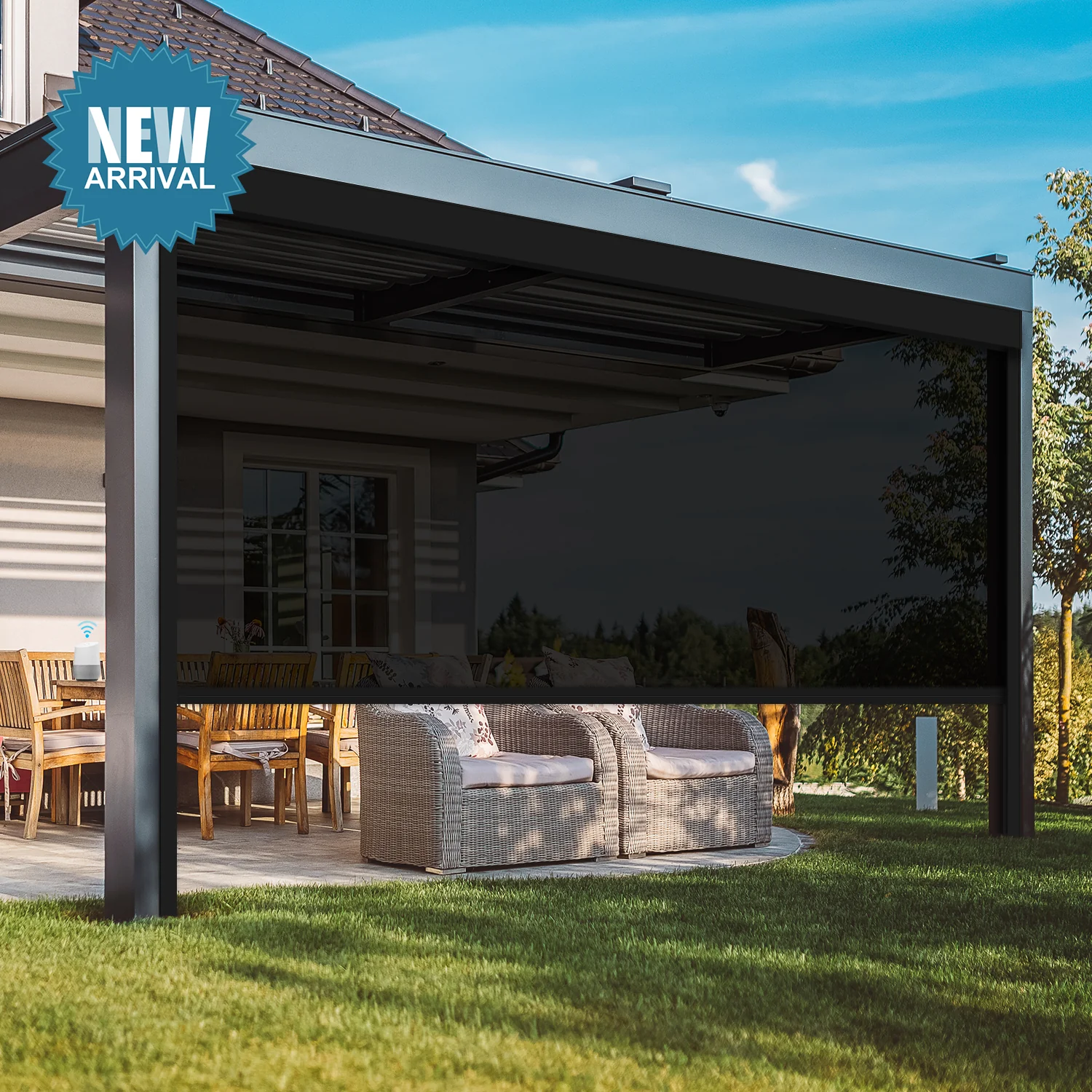 SmartWings Motorized Zipper Track Windproof Outdoor Shades