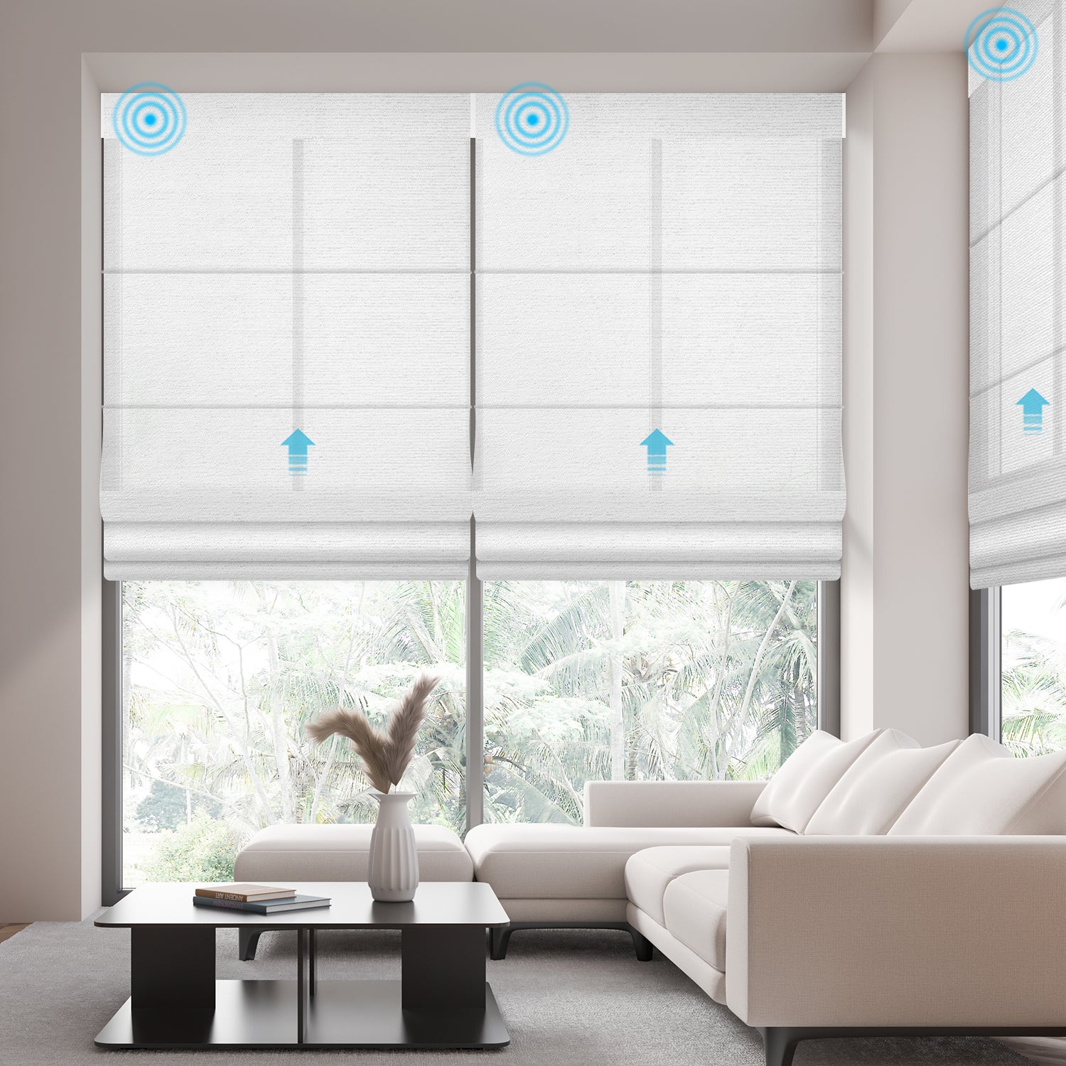 SmartWings Motorized Light Filtering Roman Shades 60% Blackout Clio