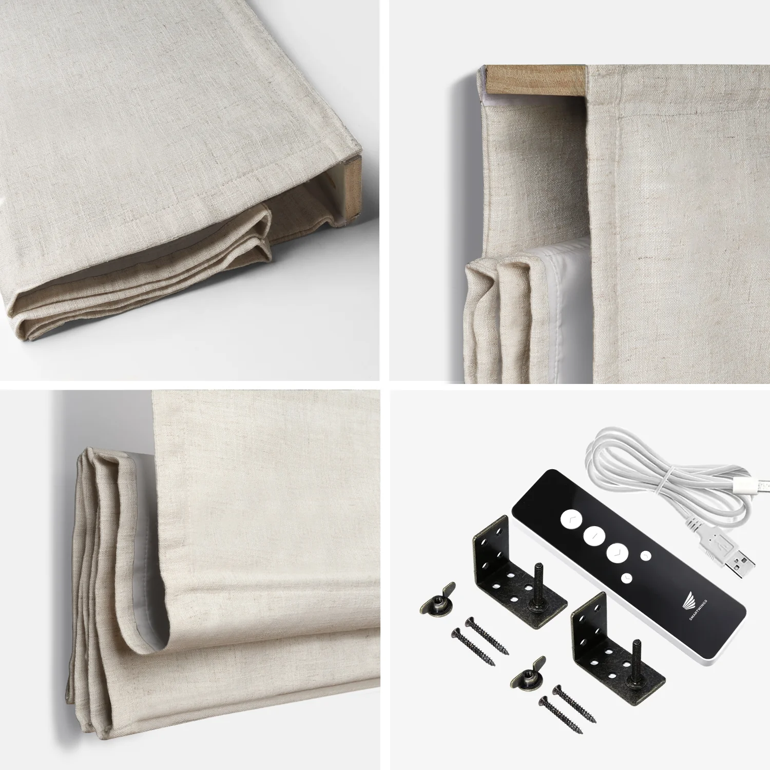 SmartWings Motorized Linen Roman Shades 50%/70%/100% Blackout Daphne