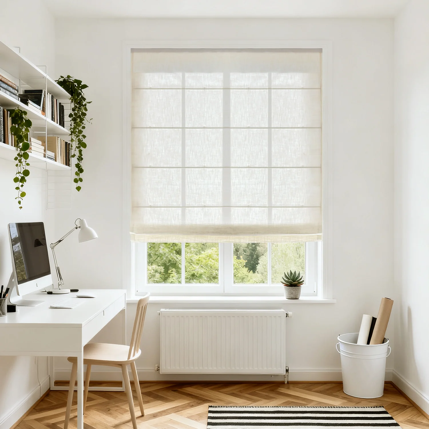 SmartWings Motorized Linen Roman Shades 50%/70%/100% Blackout Daphne