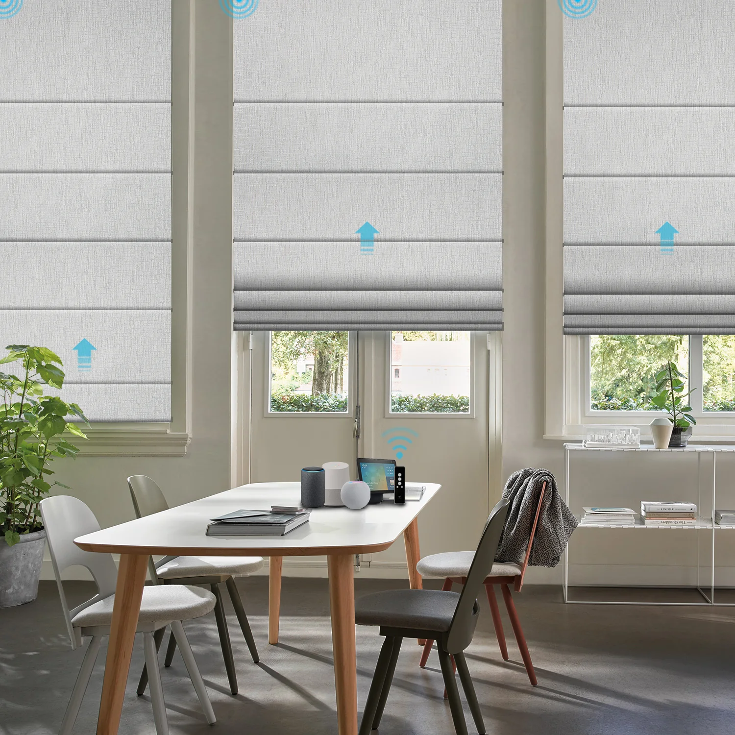 SmartWings Motorized Roman Shades 100% Blackout Iris