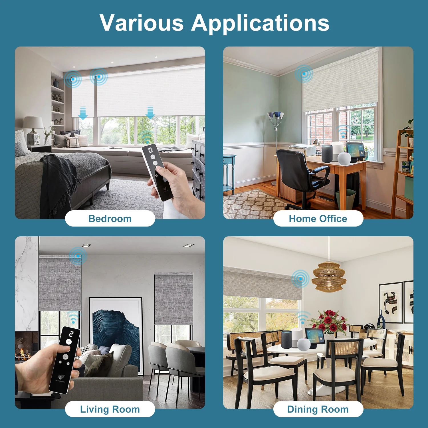 SmartWings Motorized Roller Shades 100% Blackout Safari