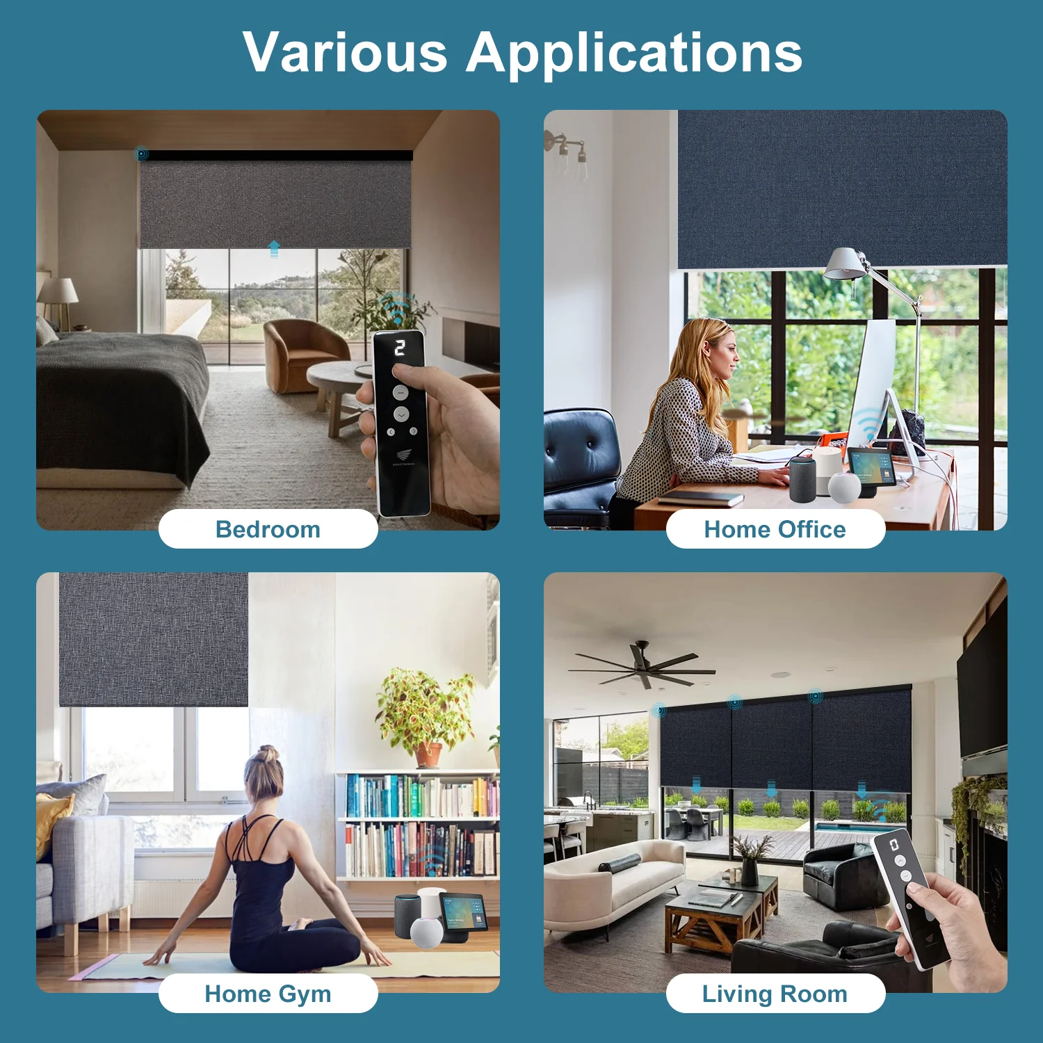 SmartWings Motorized Roller Shades 100% Blackout Eclipse