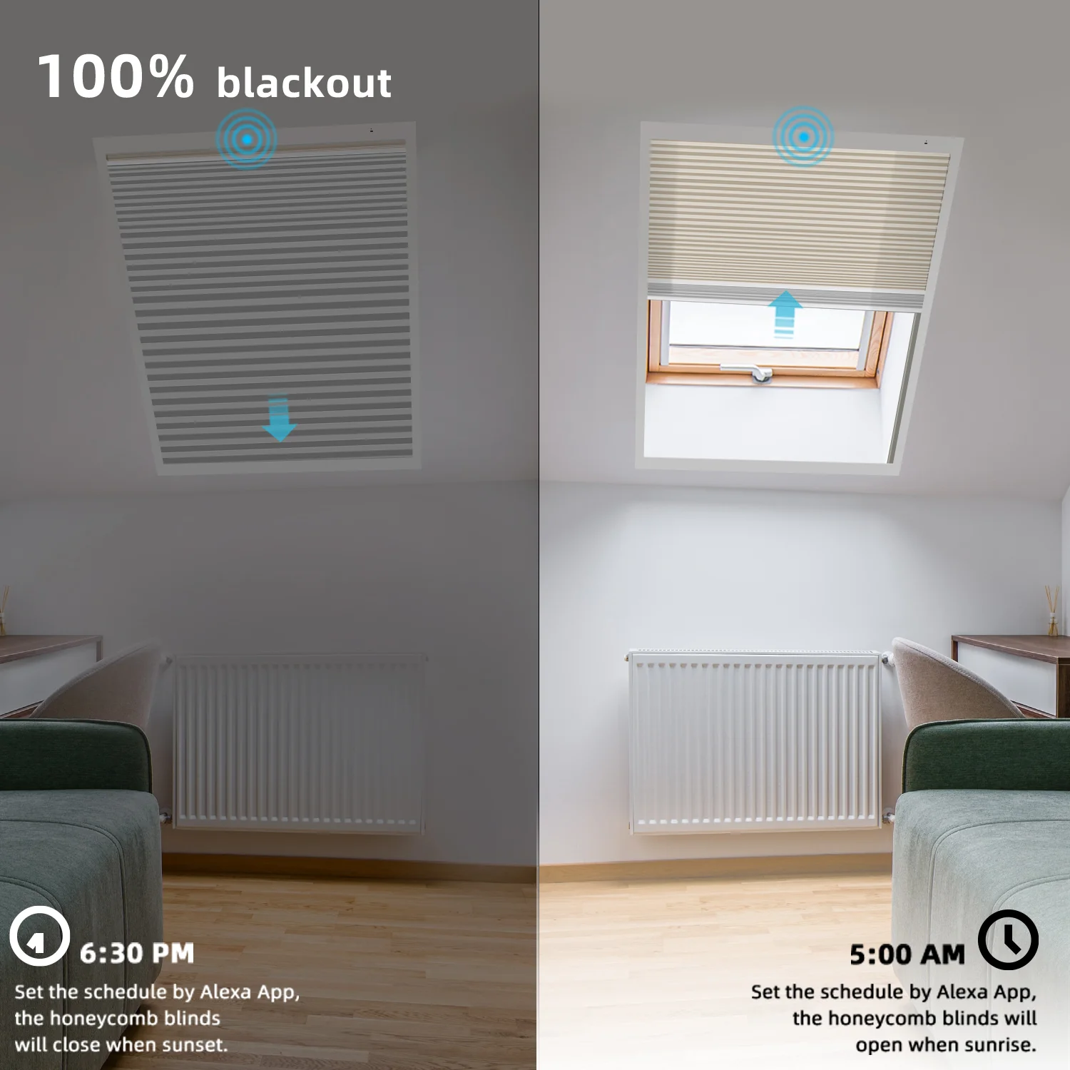SmartWings Motorized Premium Day/Night Skylight Cellular Shades Hazel
