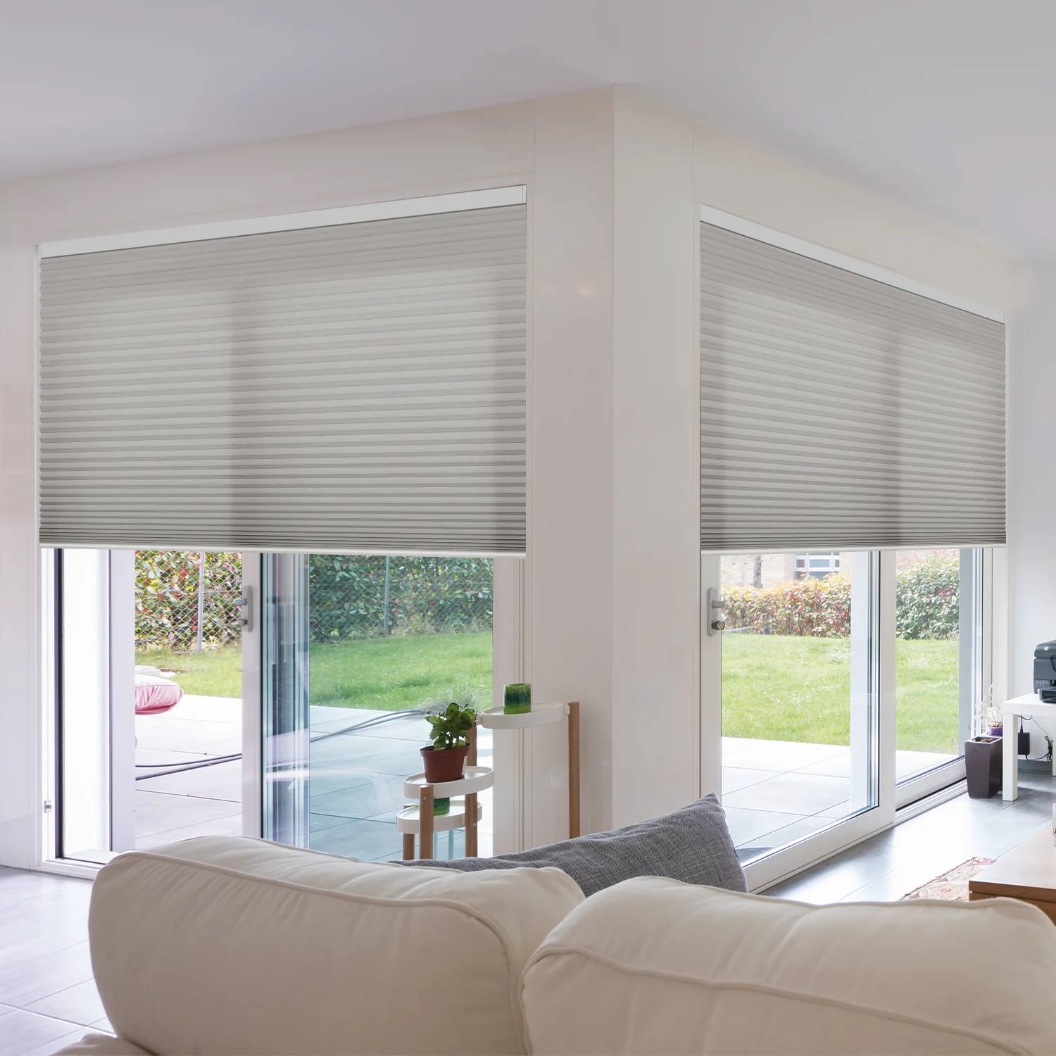 SmartWings Motorized Light Filtering and Blackout Cellular Shades Nowa Designer Texture Helios