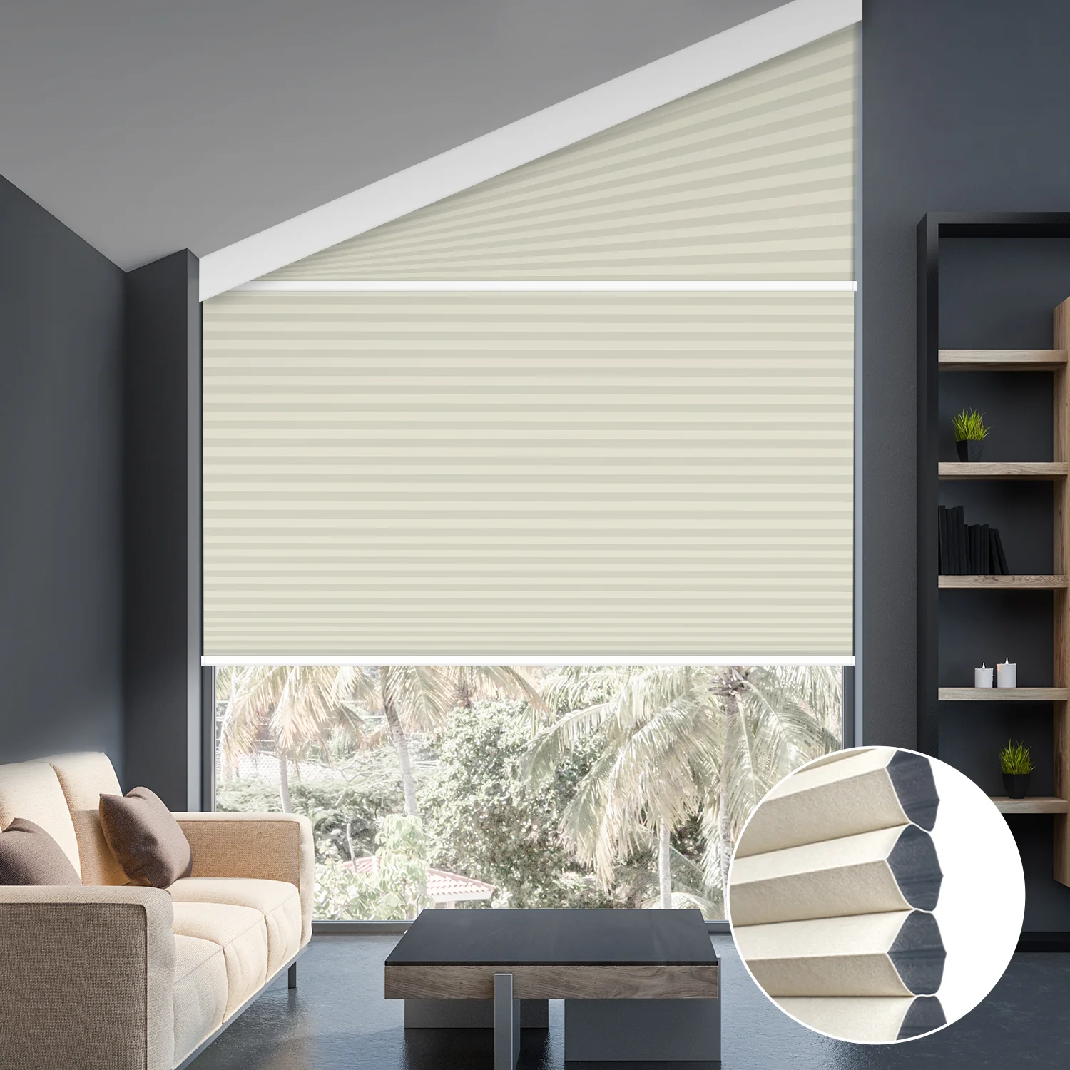 SmartWings Motorized Blackout Trapezoid Cellular Shades Nowa