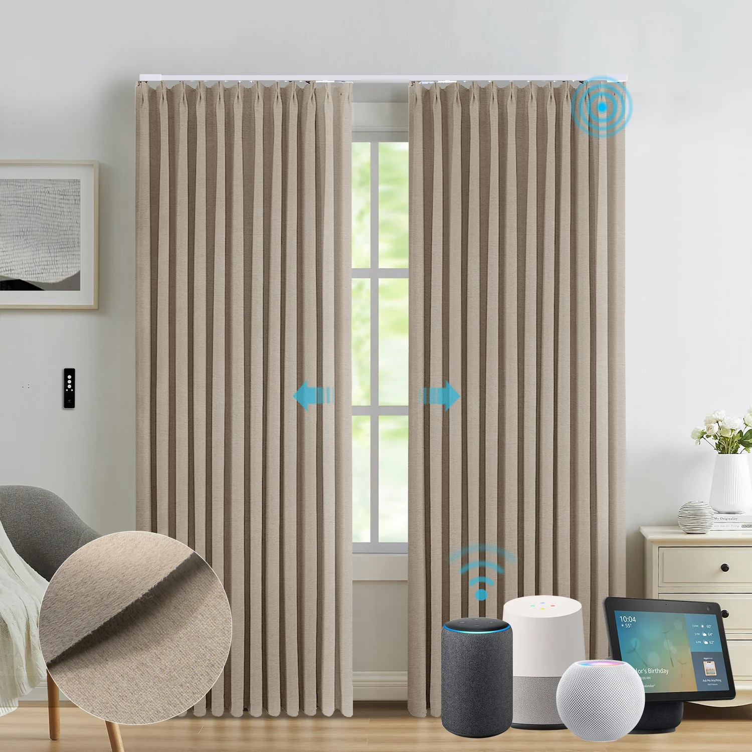 SmartWings Motorized Drapery 93% Blackout Demeter