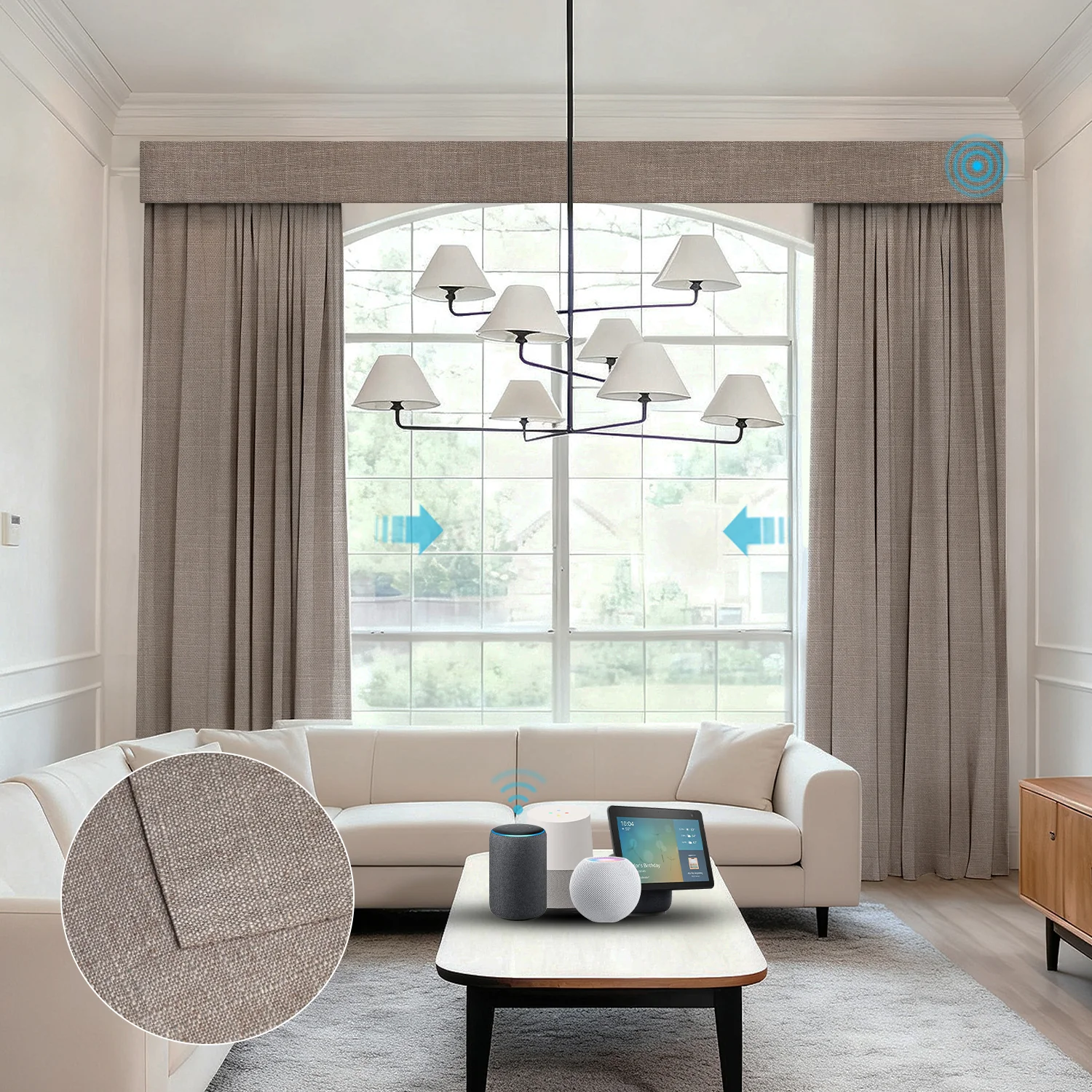SmartWings Motorized Linen Drapery 50%/70%/100% Blackout Daphne