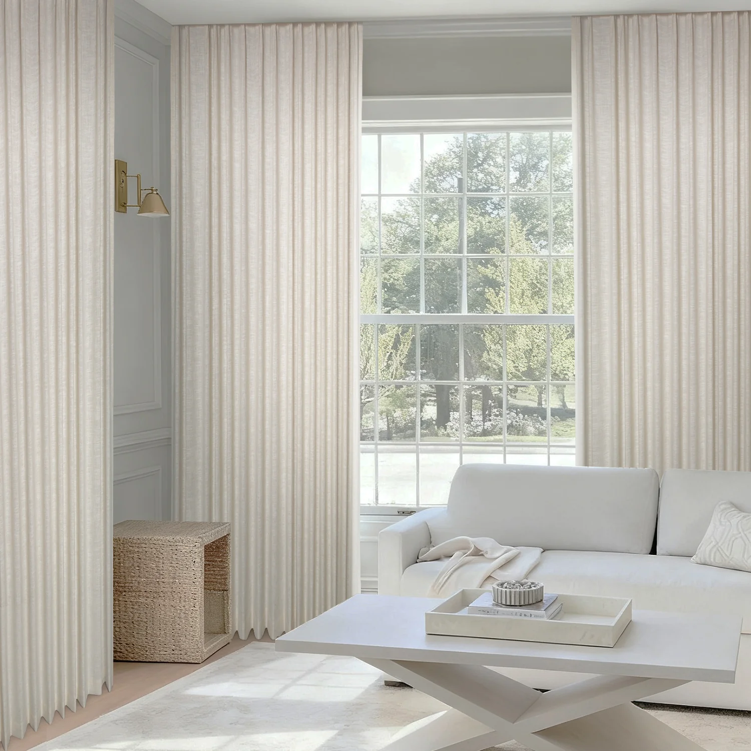 SmartWings Motorized Linen Drapery 50%/70%/100% Blackout Daphne